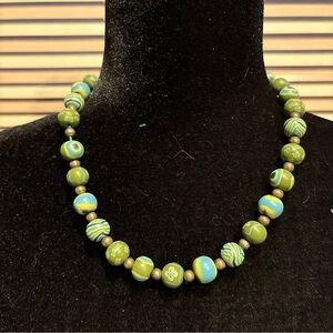 Green and Turquoise Viva Bead Necklace - Women's Jewelry